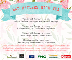 Female Mad Hatter High Tea Party - Kaponga, Taranaki