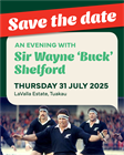 Save the Date – An Evening with Sir Wayne ‘Buck’ Shelford