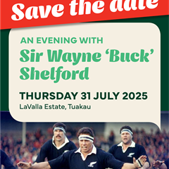 Save the Date – An Evening with Sir Wayne ‘Buck’ Shelford