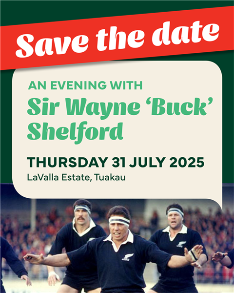 Save the Date – An Evening with Sir Wayne ‘Buck’ Shelford