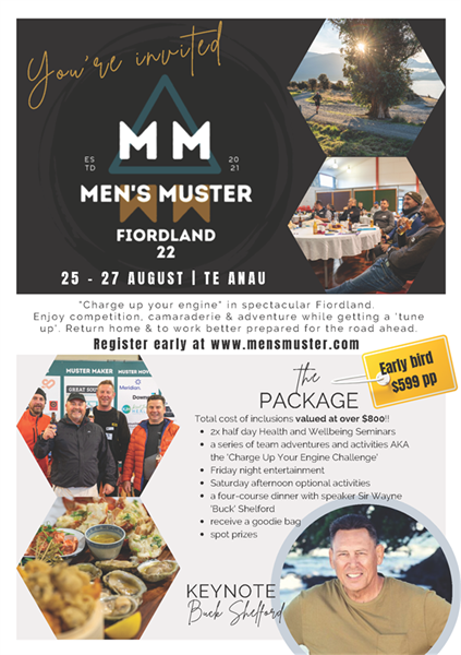 Men's Muster Fiordland 25-27 August 2022, Te Anau